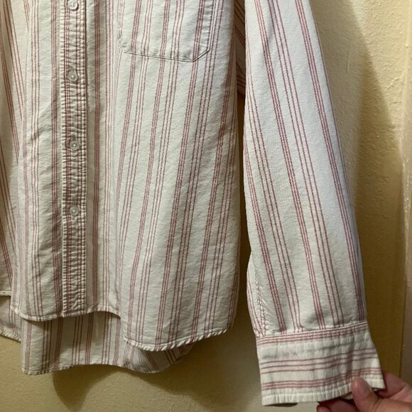 Decoded Men's Red Striped Long Sleeve Front Pocket Button Up Shirt Size XL - Picture 3 of 5
